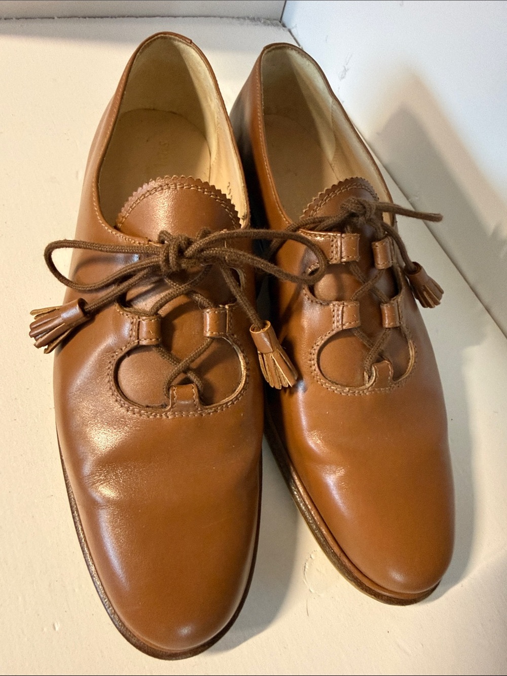 Silvia Fiorentina Brown Leather Lace-Up Flats